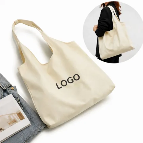 Reusable Canvas Tote Bag with Long Handles