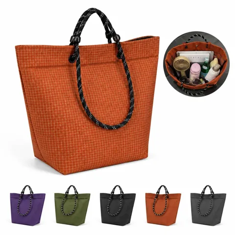 Plaid Magnetic Tote Bag with Secure Closure 2