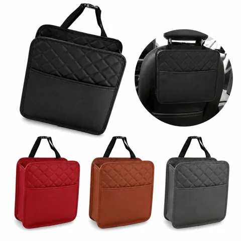 Luxury Leather Car Seat Back Organizer with Cup Holder for Everyday Use 2