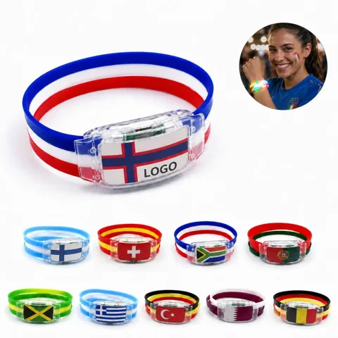National Flag LED Glow Wristband Silicone Event Light