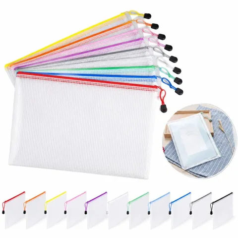 A4 Mesh Zipper Pouch Document Bag with Clear Visibility 2