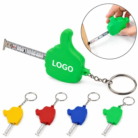 Compact Thumb Tape Measure Keyring with One-Hand Operation