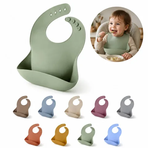 BPA-Free Silicone Baby Bib with Catch Pocket, Easy Clean 2