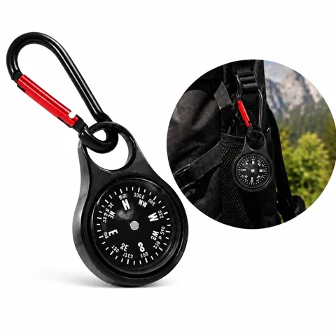 Mini Outdoor Compass with Carabiner for Hiking and Camping 2