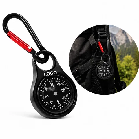 Mini Outdoor Compass with Carabiner for Hiking and Camping