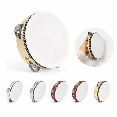 Wooden Tambourine with Metal Jingles for Music and Rhythm 2