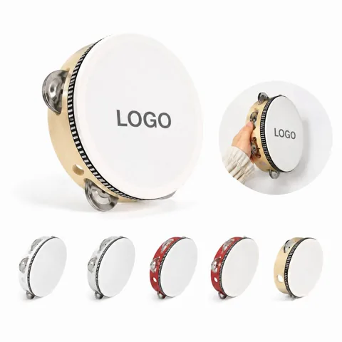 Wooden Tambourine with Metal Jingles for Music and Rhythm
