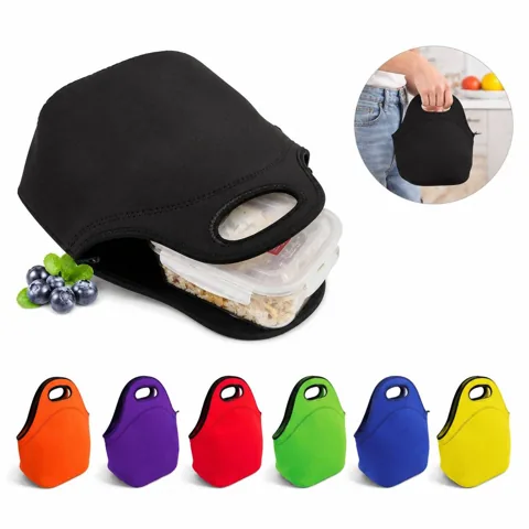 Customizable Neoprene Lunch Bag Tote with Zipper 2