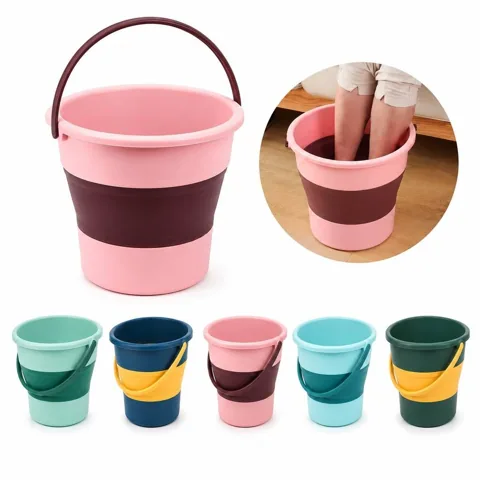 Collapsible 4.5L Water Bucket with Lid for Camping, Hiking 2