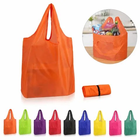 Foldable Nylon Grocery Bag with Elastic Band for Reusable 2