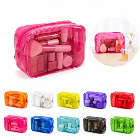 TSA-Compliant Transparent PVC Toiletry Bag with Solid-Color 2