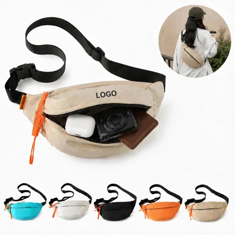 Water-Resistant Oxford Crossbody Fanny Pack with Multiple