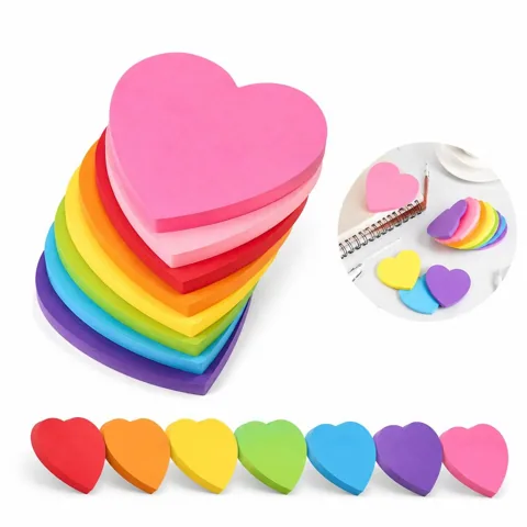 Heart-Shaped Sticky Notes, Super-Sticky & Colorful for Notes 2