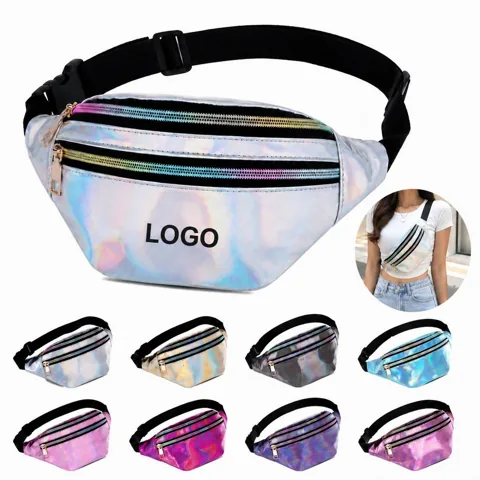 Glossy Laser PVC Fanny Pack with Adjustable Waistband