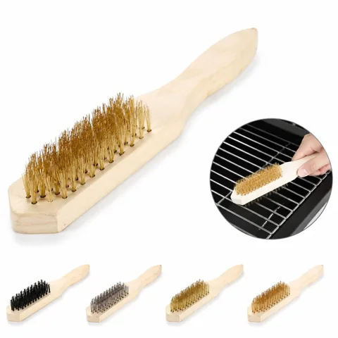 Rust Removal Polishing Brush with Wooden Handle for Metal 2
