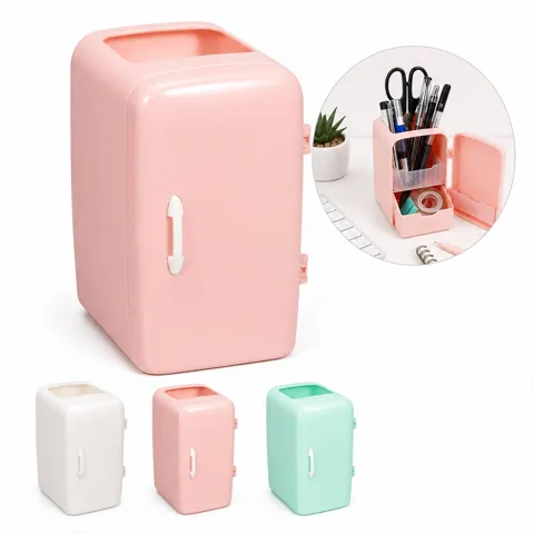 Mini Pink Fridge Pen Holder with Opening Door 2