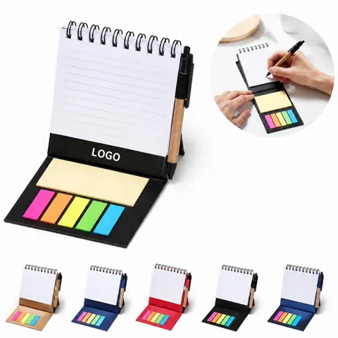 3-in-1 Spiral Notebook Set with Pen Holder & Sticky Notes
