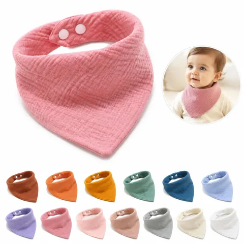 4-Layer Cotton Baby Bib, Adjustable Snap Closure 2