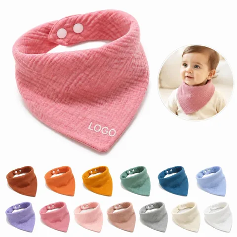 4-Layer Cotton Baby Bib, Adjustable Snap Closure