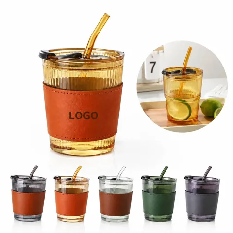 Bamboo Grip Glass Tumbler 11.8oz with Reusable Straw and More 1