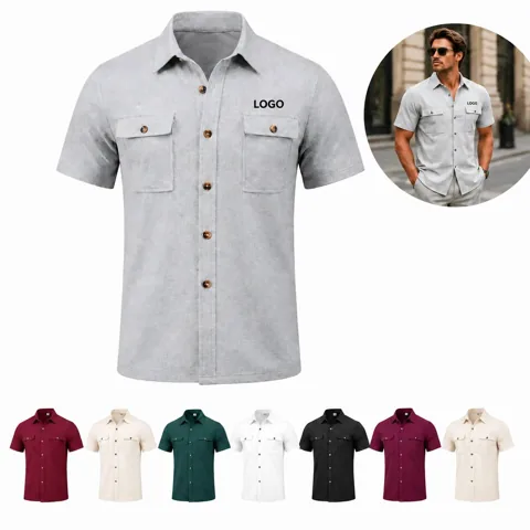 Men's Relaxed Stretch Short Sleeve Button-Down Shirt