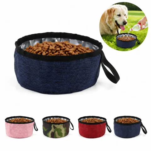 Foldable Oxford Pet Bowl with Waterproof Lining for Travel 2