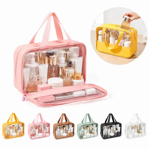 Transparent PVC Toiletry Bag with Multiple Compartments for Everyday Use 2