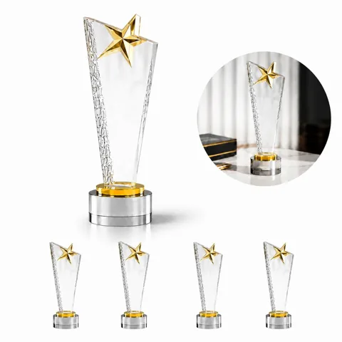 Gold Rising Star Crystal Trophy Award for Recognition 2
