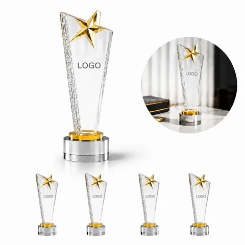 Gold Rising Star Crystal Trophy Award for Recognition