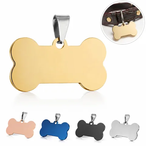 Stainless Steel Bone Pet ID Tag for Dogs Cats, Durable 2