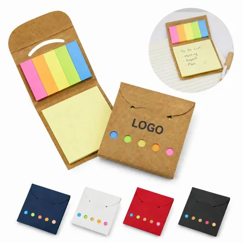 Flip Open Sticky Notes Set with 5-Color Flags