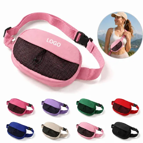 Water-Resistant Polyester Fanny Pack with Multiple Zippered