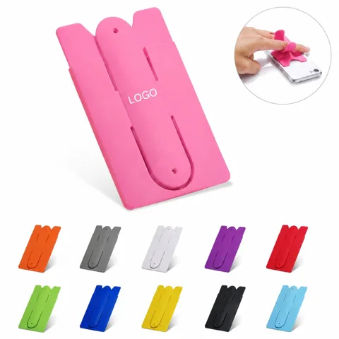 Silicone Phone Card Holder with Kickstand for 2 Cards,