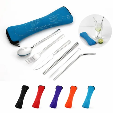 7-Piece Stainless Steel Cutlery Set with Travel Case for Everyday Use 2