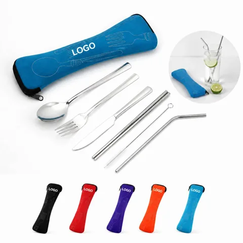 7-Piece Stainless Steel Cutlery Set with Travel Case for Everyday Use