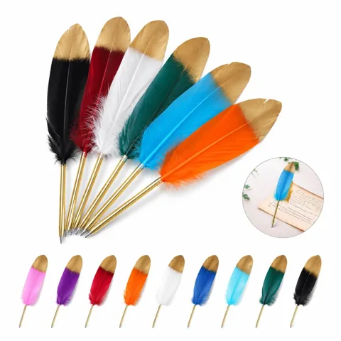 Retro Feather Ballpoint Pen, Elegant Ergonomic Writing Tool 2