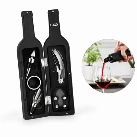 Wine Accessories Gift Set with Corkscrew, Stopper & Pourer