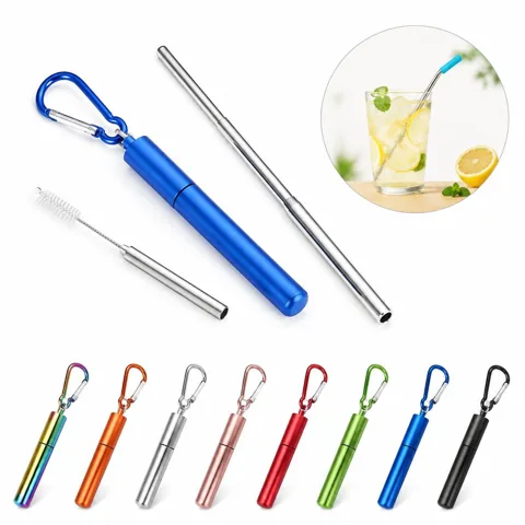 Collapsible Metal Straw Set with Telescopic Design 2