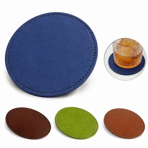 Custom Genuine Leather Coasters with Logo Personalization 2