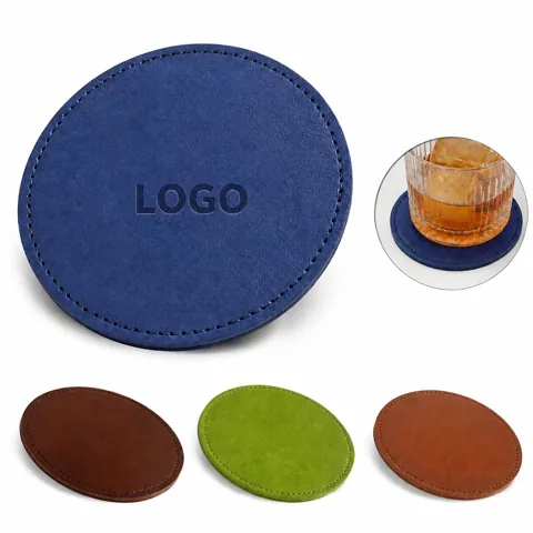 Custom Genuine Leather Coasters with Logo Personalization