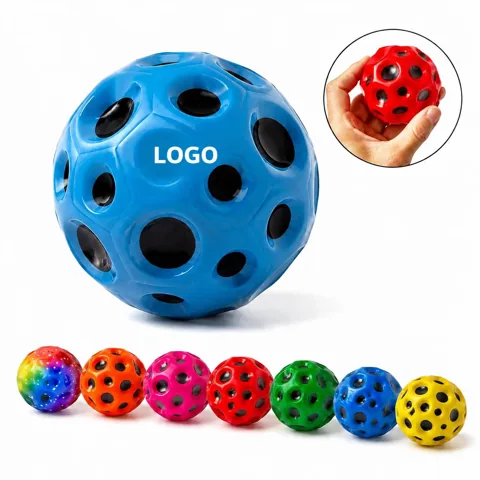 PU Moon Crater Bouncy Ball with Grip Texture for Kids Play