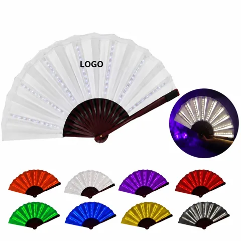 LED Silk Folding Fan with Adjustable Light for Camping and More