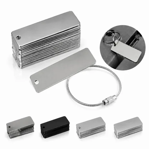 Stainless Steel Blank Nameplate with Cable Lock, 1.97 Inch 2