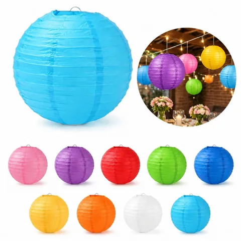 Reusable Round Paper Lanterns, Collapsible Festive Décor 2