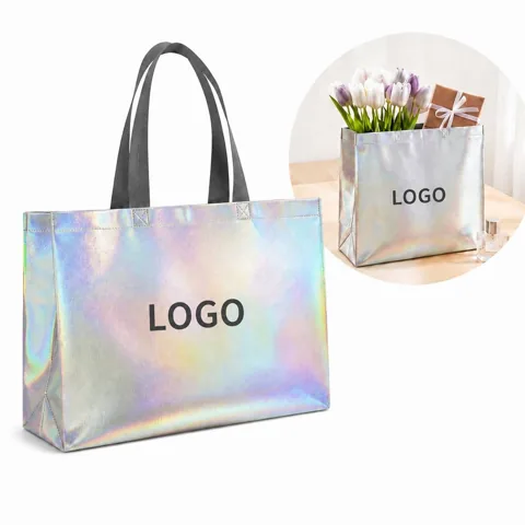Glossy Non-Woven Tote Bag, Reusable Eco-Friendly Shopping
