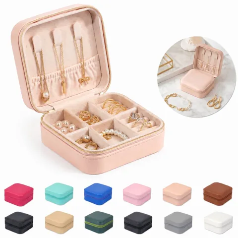 Square Jewelry Storage Box with Soft Lining Compartments 2