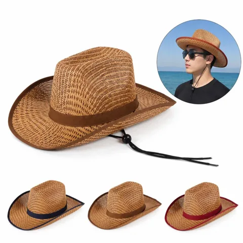 Eco Straw Cowboy Hat with Wide Brim for Outdoor Sun 2