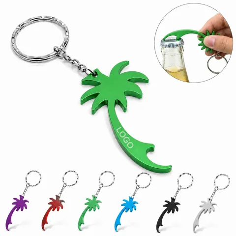Palm Tree Bottle Opener Keychain Portable Metal Design 1