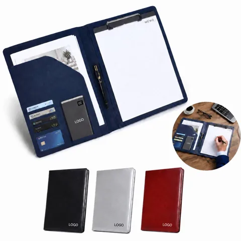 PU Leather A4 Document Folder with 12-Digit Calculator