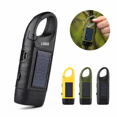 Emergency Solar USB Rechargeable Flashlight with Lock